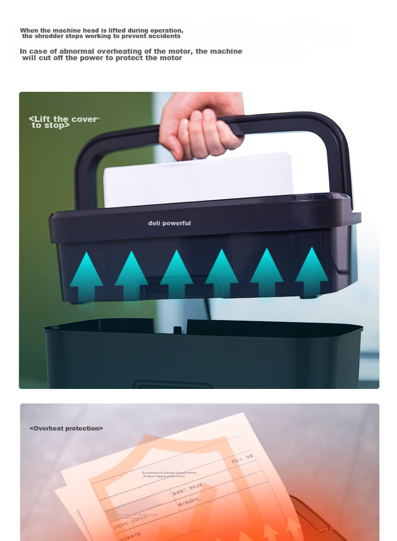 Deli Paper Shredder, Level 4 Security, Single Pass 6 Sheets, 5-Minute Continuous Shredding, Small Home And Office Document Shredder, 15L Capacity, with Staple Shredding, 33088 10