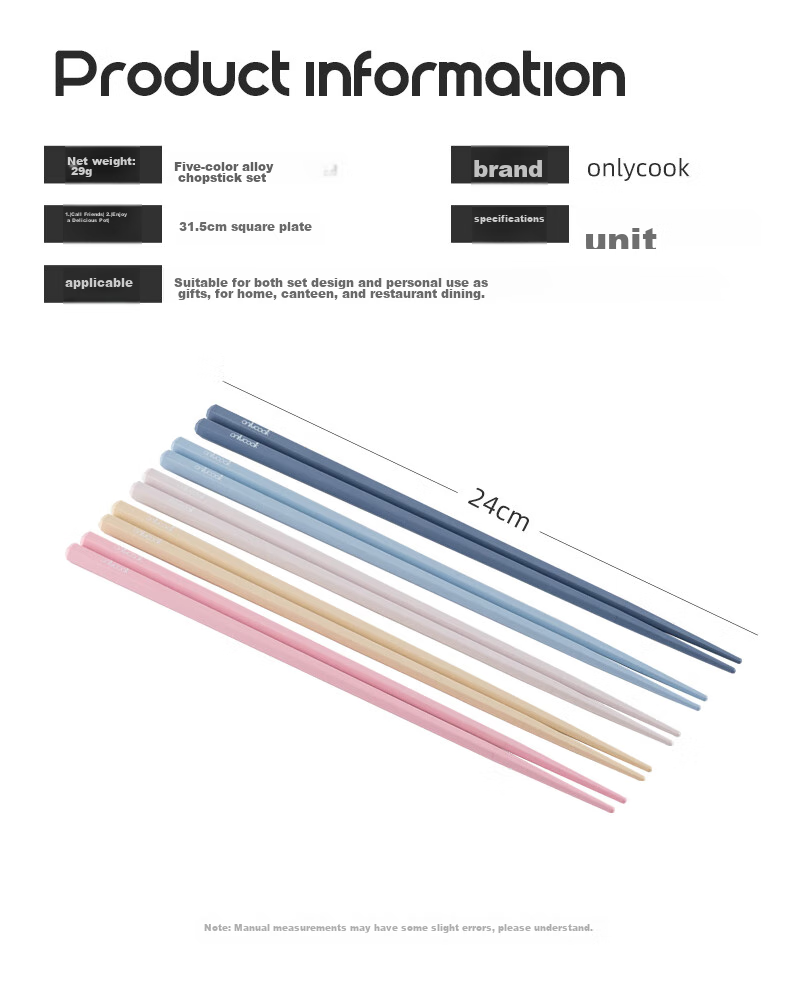 Onlycook Non-Slip Alloy Chopsticks, Antibacterial Anti-Mold Heat-Resistant Divided Chopsticks, One Pair Per Person for Home Use, Five Pairs Set 7