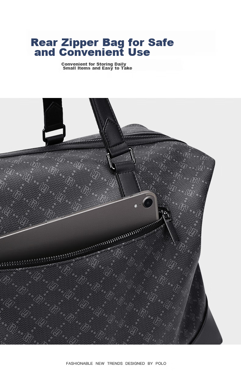 POLO Travel Bag, Men's Handbag, Luggage Bag, Gym Bag, Business Trip Large Capacity Suitcase, Storage Bag, Black 12