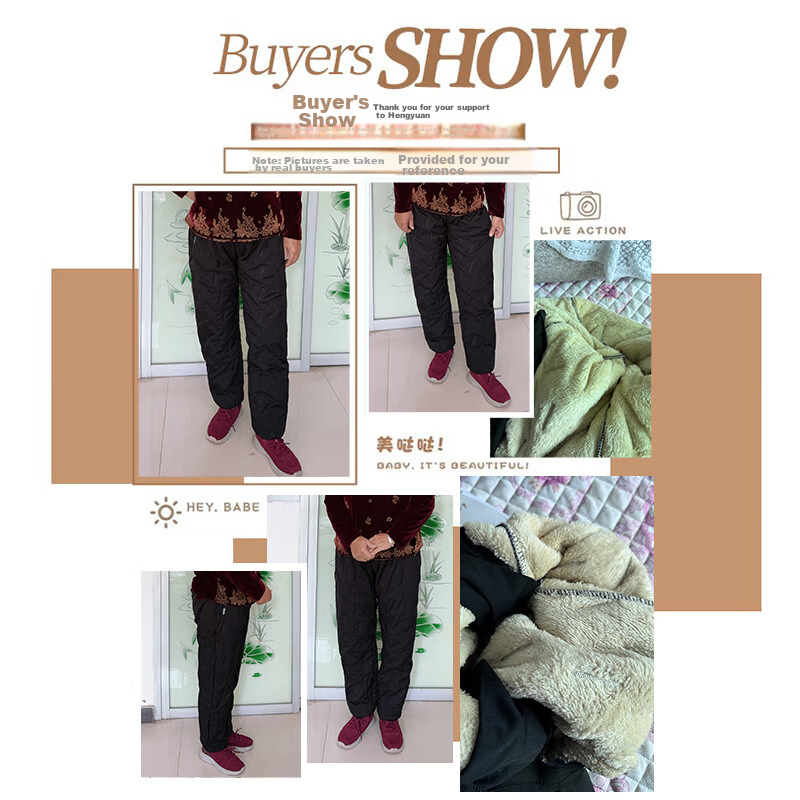 Hengyuanxiang Middle-Aged Women's Winter Fleece-Lined Thick Casual Pants, High-Waist Straight-Leg Lambswool Trousers for Middle-Aged And Elderly Wome 1
