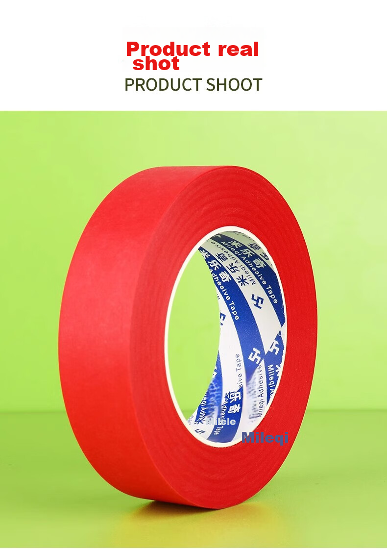 Mileqi Red Masking Tape, Heat-Resistant, for Car Painting, Wall Partitioning, Art Use, Tearable without Residue, Writable, 25mm Wide * 33m Long * 1 Roll 16