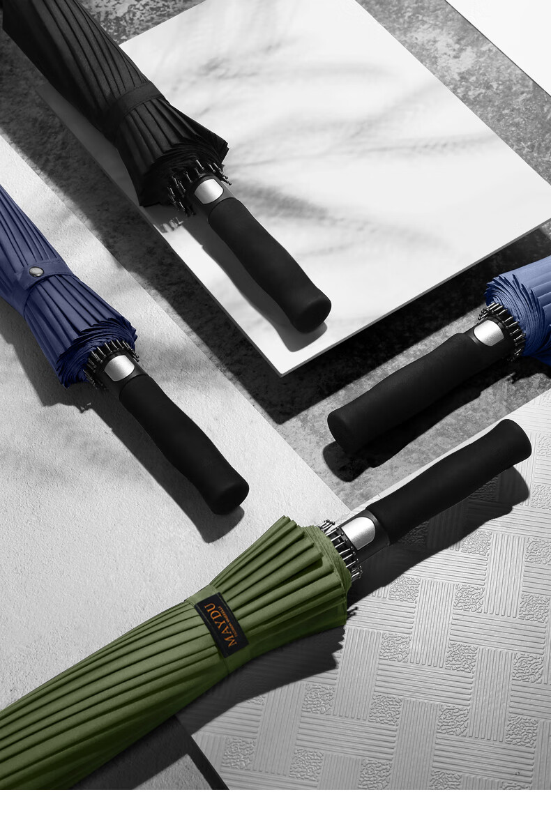 MAYDU Double-Person Long Handle Umbrella, Large Size, 24 Ribs, Long Handle, Windproof Straight Pole, Suitable for Both Sunny And Rainy Days, M7003 Blue 5
