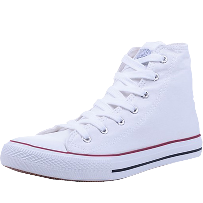 Warrior High-Top Canvas Shoes, Versatile Casual Shoes, Breathable Rubber Sole Shoes, Men's Shoes, Student Shoes, WXY473, White, Size 37
