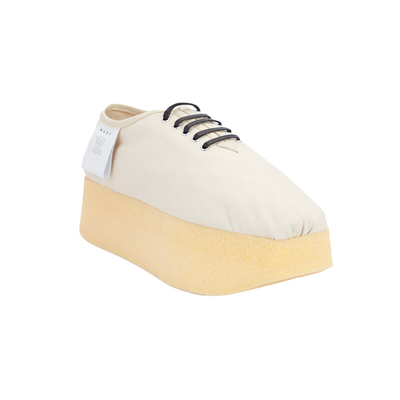 【marni女士系带厚底鞋】marni 奢侈品女士低帮厚底松糕鞋米白色系带