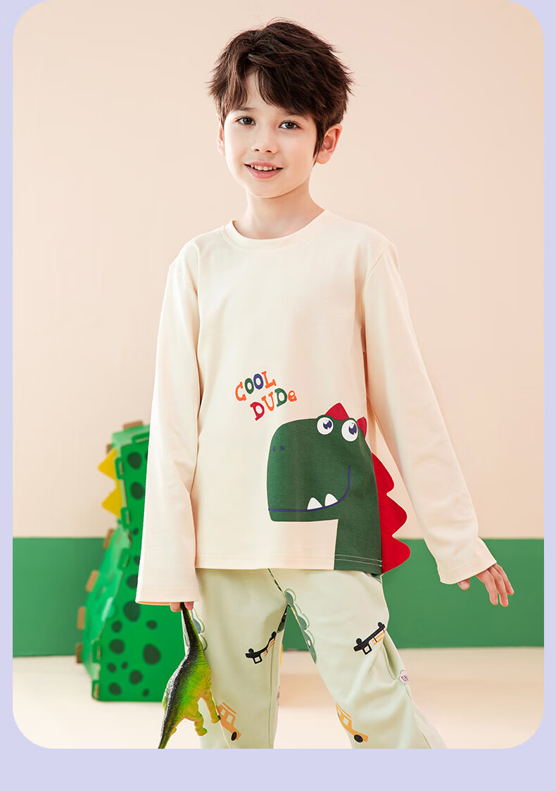 Fenteng Children's Pajamas for Boys, Pure Cotton Spring Season Sleepwear for Older Boys, Wearable Outside, Boys' Loungewear Q9X24790048 33