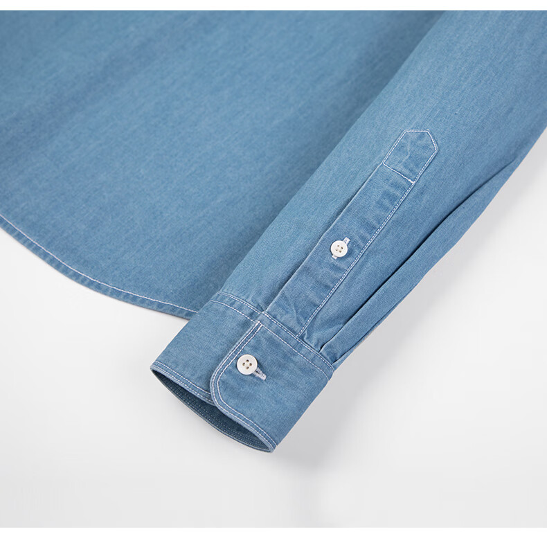 BLACKMONDAY Pure Cotton Vintage Washed Denim Shirt, Men's Business Formal Wear, Single Pocket Casual Long-Sleeve Shirt Jacket 7