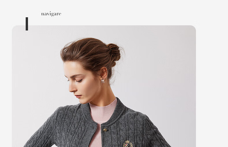 Navigare Italian Small Sailboat Autumn And Winter Women's All-Wool Jacket, Cable Knit Sweater Cardigan 2334094508 M 35