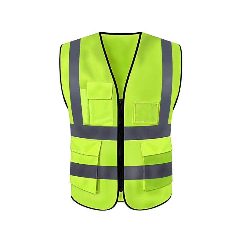 DOLNESRN Reflective Vest Thickened Multi-Pocket Fluorescent Yellow Construction Sanitation Work Night Riding Traffic Safety Vest