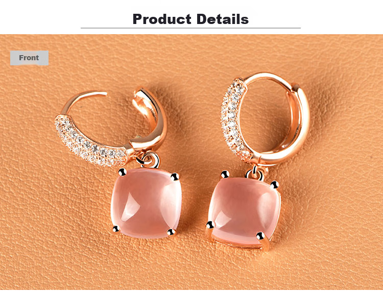 JOLEE Natural Pink Crystal S925 Silver Luxury Fashion Rose Quartz Stud Earrings, Jewelry Gift for Women on Holidays 2