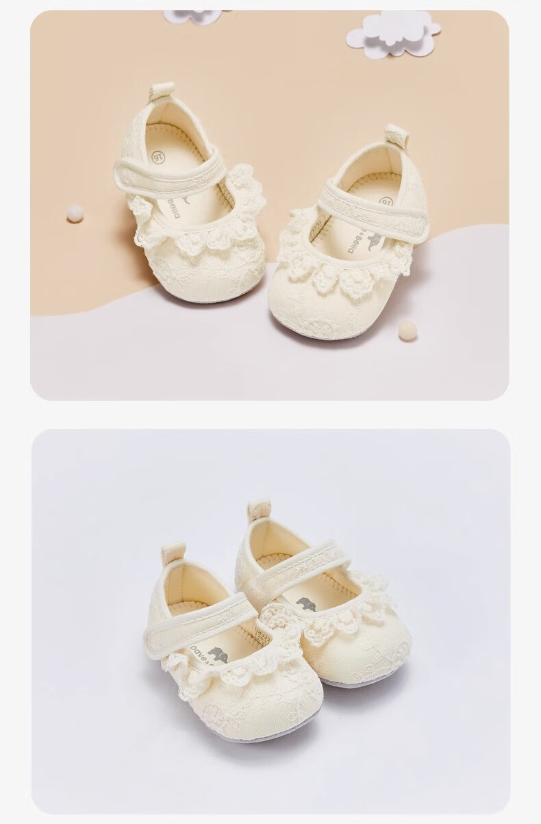 David Bella Newborn Baby Girls Shoes Preschool Shoes 6 Months Pre-Walking Shoes Autumn Princess Soft Sole Shoes 10