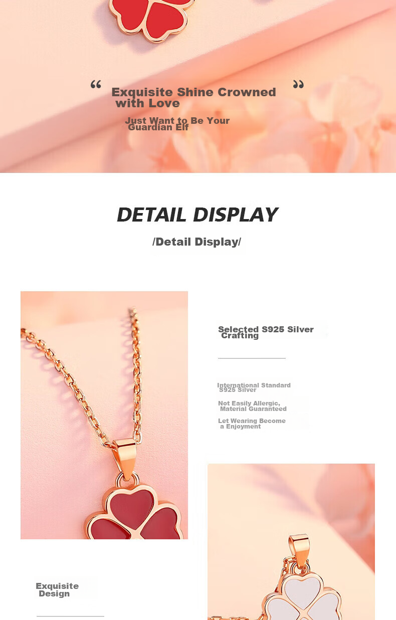 Grace Girl Four-Leaf Clover Necklace for Women, Simple And Elegant Rose Gold Collarbone Chain, Anniversary Birthday Gift for Girlfriend 17