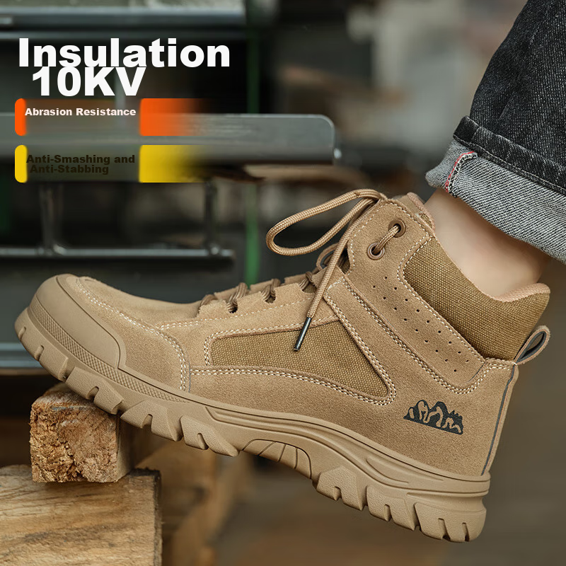 LAOGUANJIA Men's Safety Shoes, Anti-Smashing, Puncture-Resistant, 10KV Insulated Electrician Shoes, High-Top Work Safety Shoes 318 Size 36