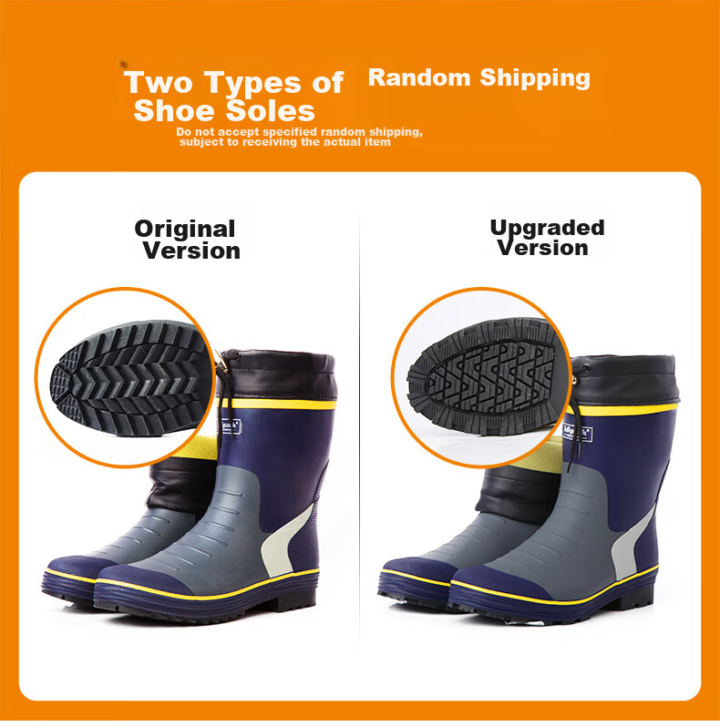 Jolly Walk Water Shoes, Rain Boots for Men, Mid-Calf Waterproof Fishing Boots, Rubber Overshoes, Galoshes JW219 Red And Black 45 1