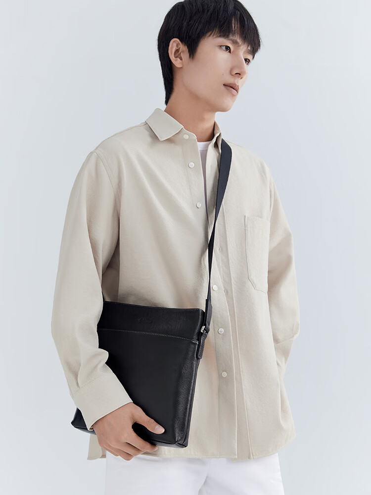 Goldlion Single-Shoulder Bag, Top-Grain Leather Crossbody Bag, Business Men's Bag, Vertical Style, Japanese Character Design, Birthday Gift 2