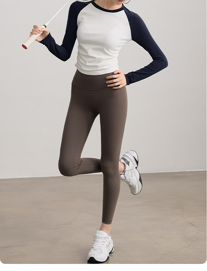 XUEXIMAN Yoga Top for Women, Contrasting Color Sports Long Sleeve Pilates Training Wear, Quick-Dry Running Fitness Clothing for Autumn And Winter 16