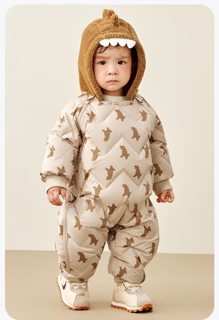 Minibala Bala Unisex Kids Baby Winter Thickened Three-Proof Cute Animal Plush Hooded Down Jumpsuit 17