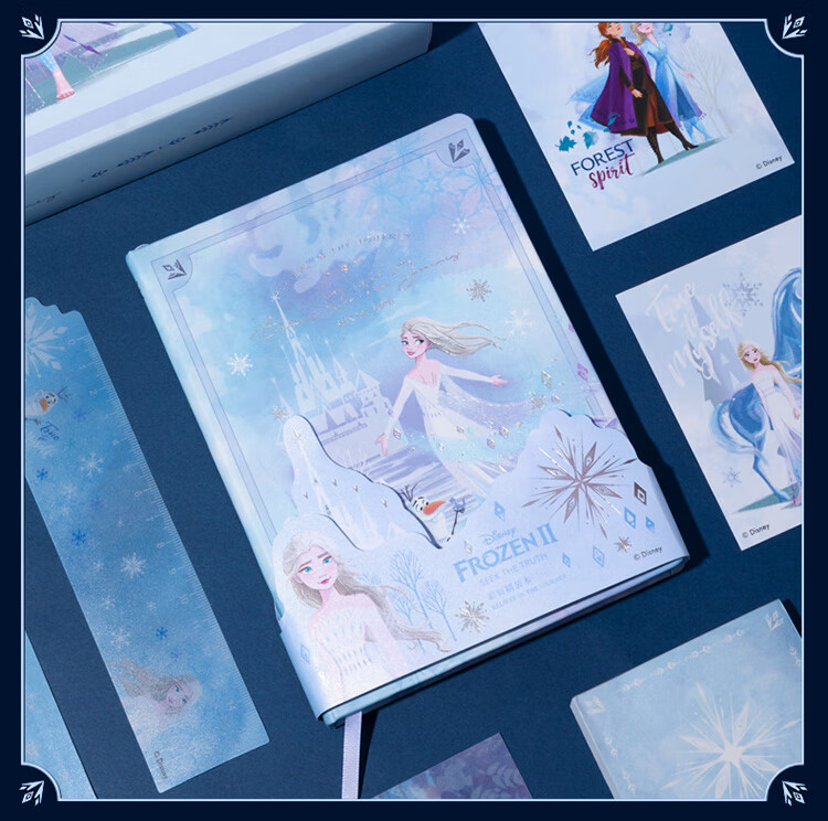 Disney Stationery Notebook, Journal, Gift Box, High-Quality Notebook, Children's Birthday Gift, Elsa Princess Light Blue, for Girls Aged 10-12 13