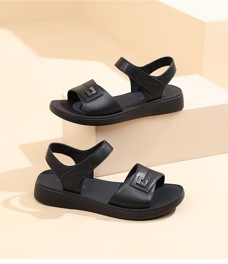 RED DRAGONFLY Mother's Day Sandals for Women, Flat Heel, Summer Soft Leather, Soft Sole, Middle-Aged And Elderly, Mid-Heel Beach Shoes for Women, WTK233761 2