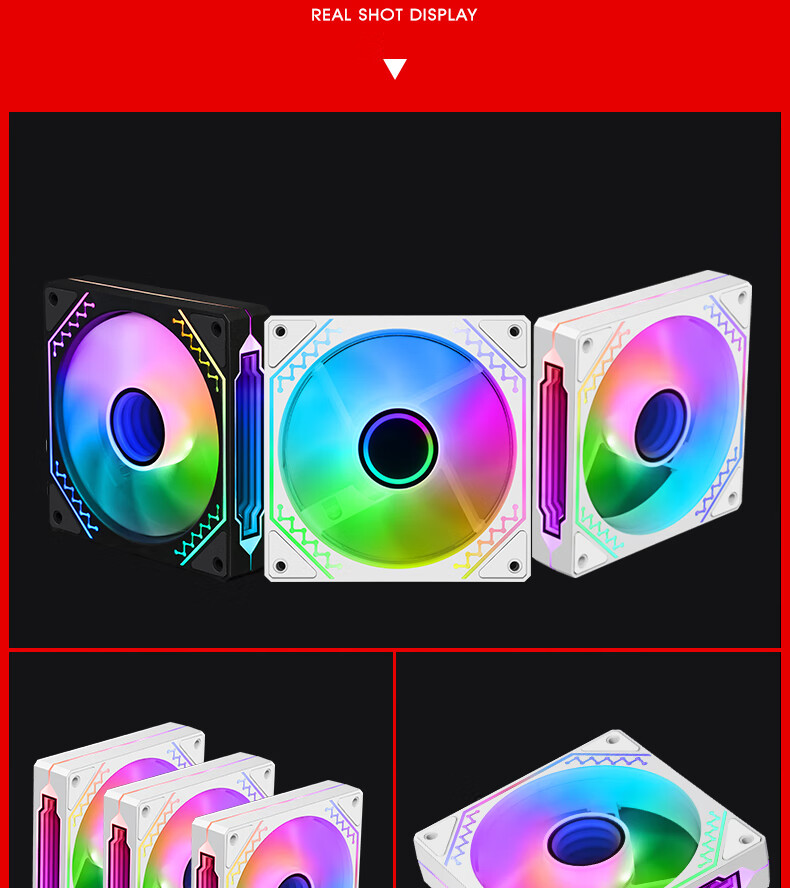 Wanjia Xingcii Pro Magnetic Building Block Fan, White Reverse Triple Pack, 12CM Water-Cooled Case Fan, Magnetic Wireless Splicing/ARGB Light Synchronization/PWM Temperature Control 10