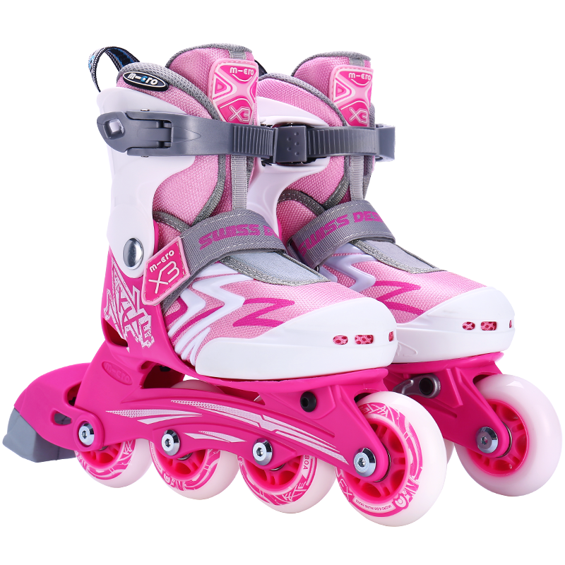 Micro Ice Skates for Children, Boys And Girls, Micro Roller Skates Suitable for Primary And Secondary School Students, X3 Pink Single Shoes Size M