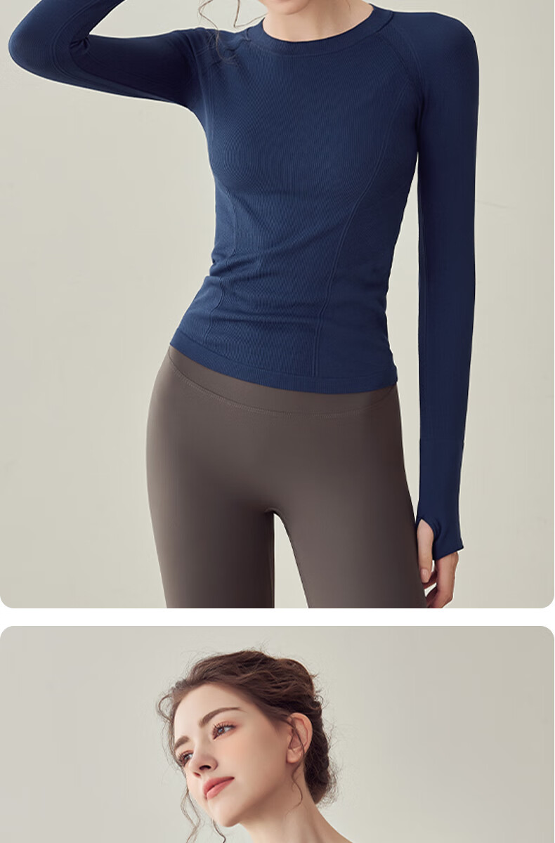 XUEXIMAN Yoga Top for Women, Spring And Autumn Style, Seamless High-Elastic Slimming Sports Long Sleeve, Running Quick-Dry Training Pilates T-Shirt 13