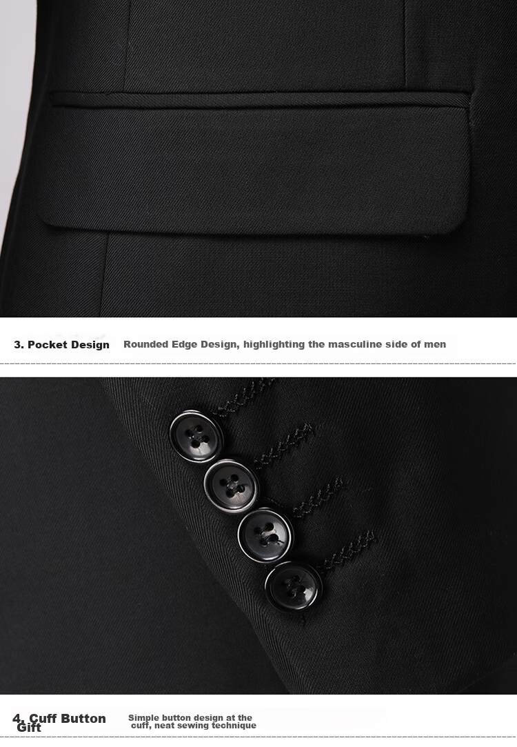 ROMON Men's Suit Set, Three-Piece Business Slim-Fit Formal Wear, Groom Attire, Professional Suit, Navy Blue, 3XL 20