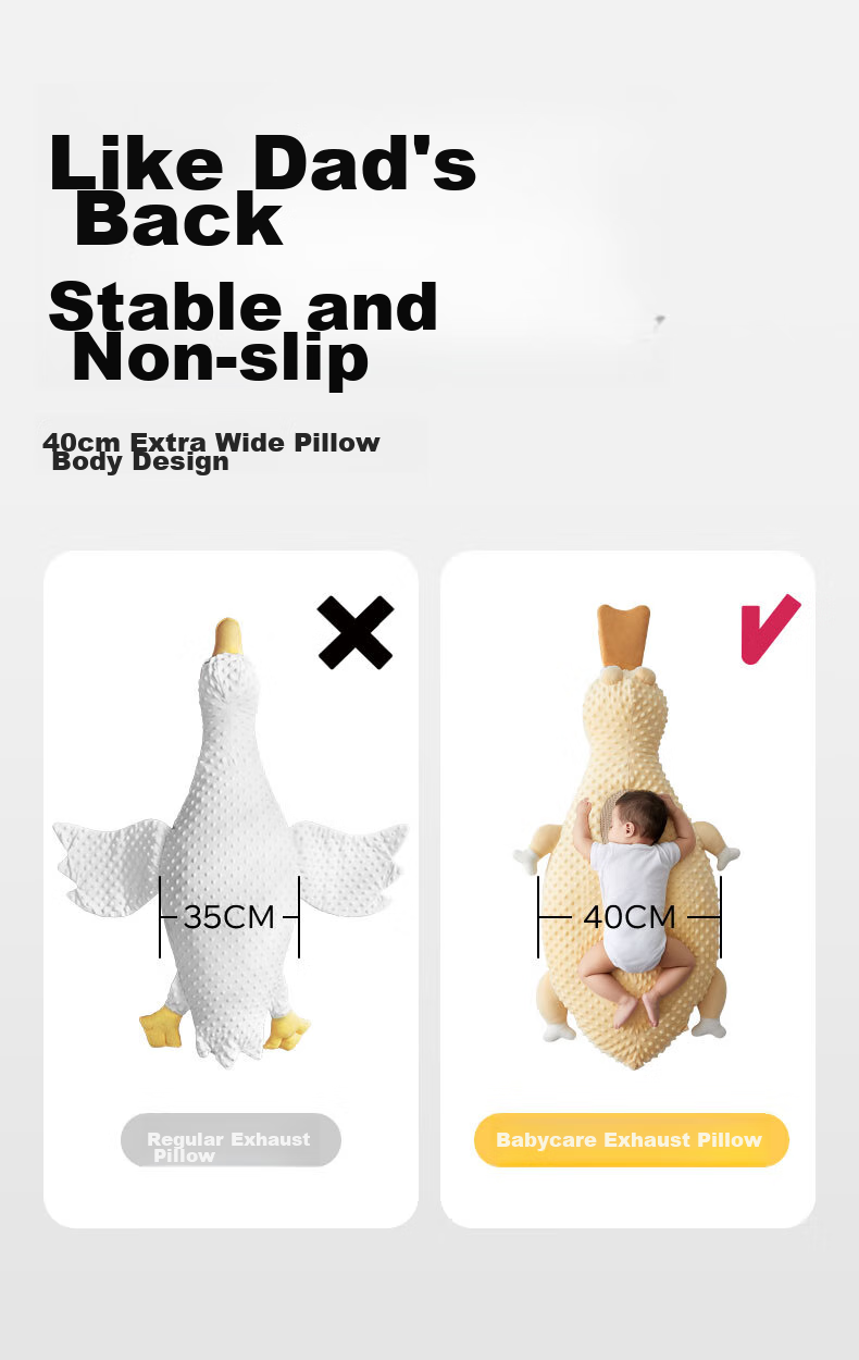 Babycare Newborn Baby Gas Relief Pillow, Newborn Infant Prone Sleeping Comfort Pillow, Sleep Aid for 0-6 Months - Mousse Puff Goose 1