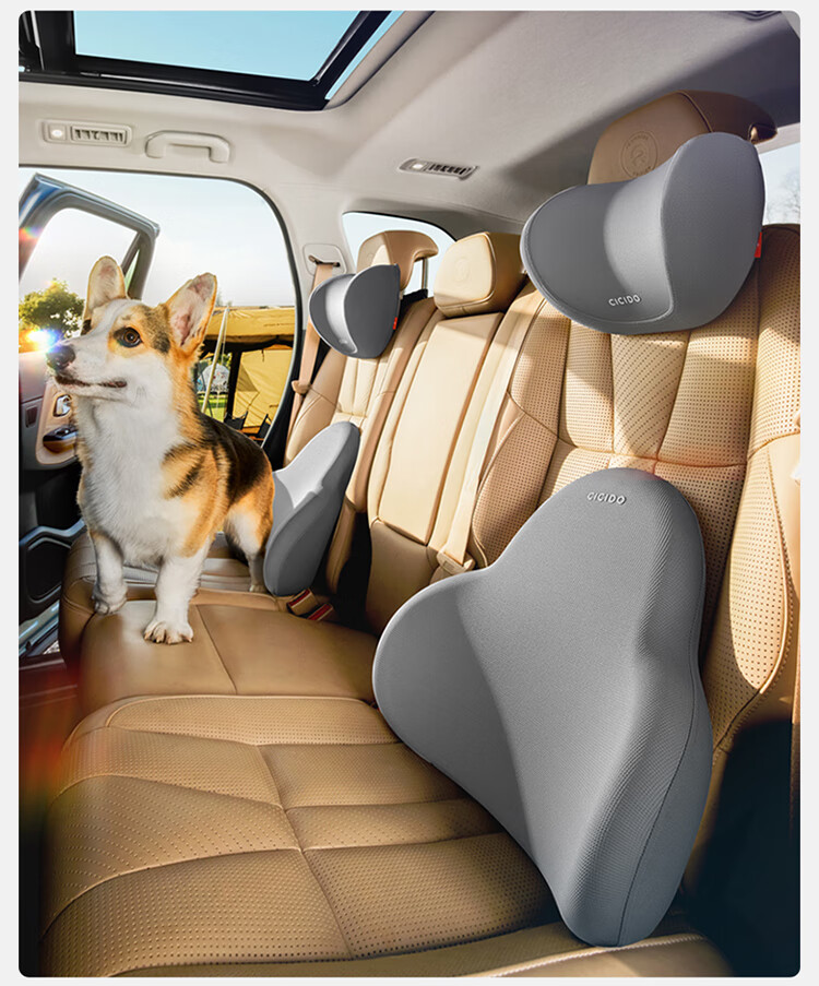 CICIDO Car Headrest, Summer Lumbar Support Set, Neck Pillow for Vehicles, Seat Cushion, Driving Waist Protector, Tesla 20