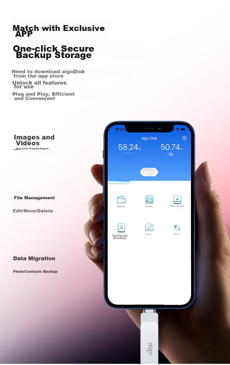 Aigo 256GB Lightning USB3.0 Apple Flash Drive U371, MFI Certified, Compatible with IPhone 14/iPad 9 And Earlier Versions, Dual-Use Flash Drive for Phones And Computers 4