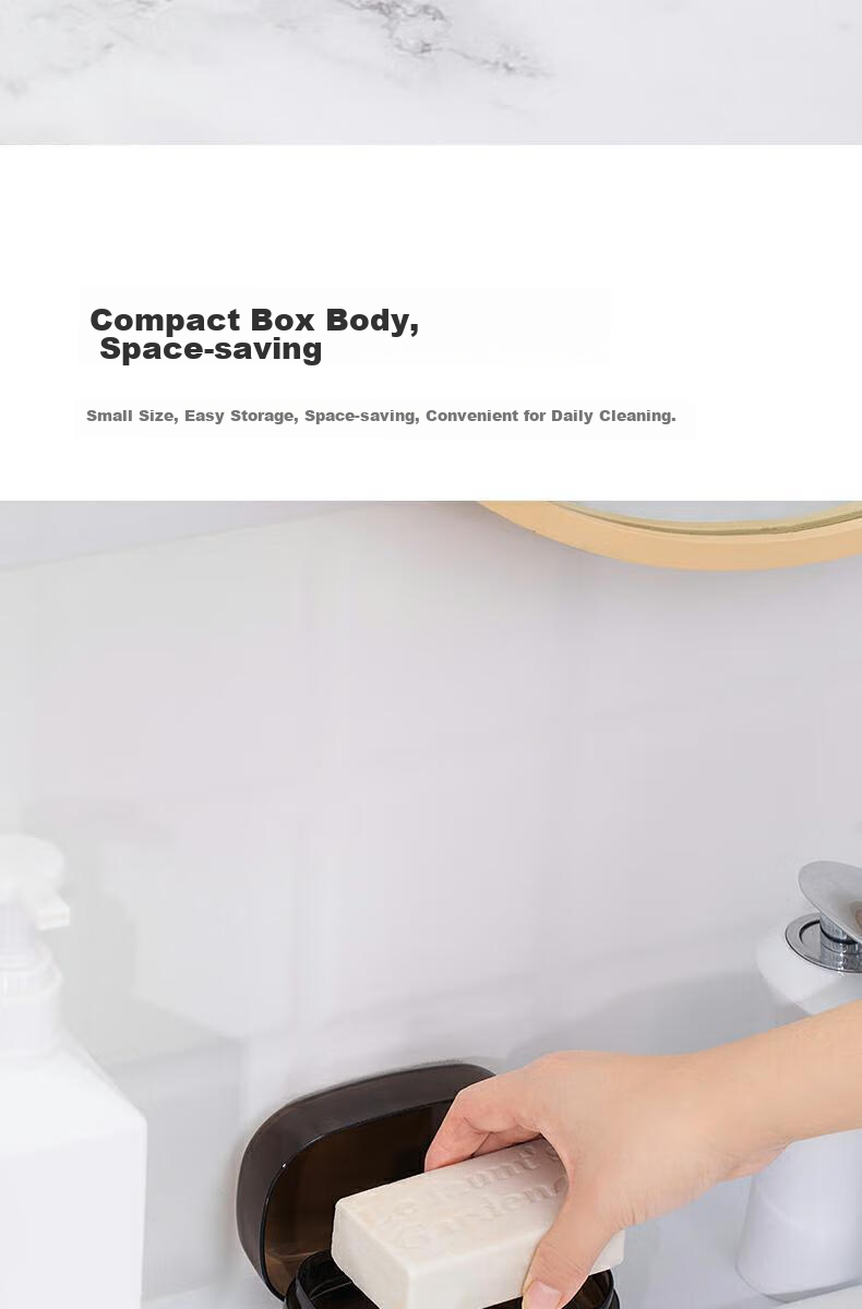 CHAHUA Soap Dish with Lid, Draining, No Drilling Required, Nordic Style Plastic Countertop Soap Holder, 1 Piece 5