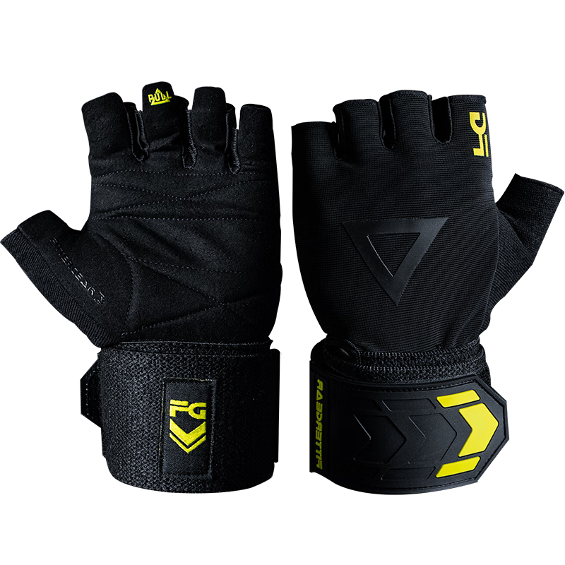 FITTER GEAR Fitness Gloves with Wrist Guards for Pull-Ups, Bench Press, And Deadlifts - Non-Slip Anti-Chafing Training Equipment for Me