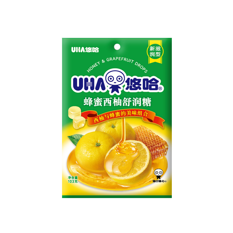 悠哈 蜂蜜西柚舒润糖 103g  薄荷润喉糖 护嗓润肺 清新口气 