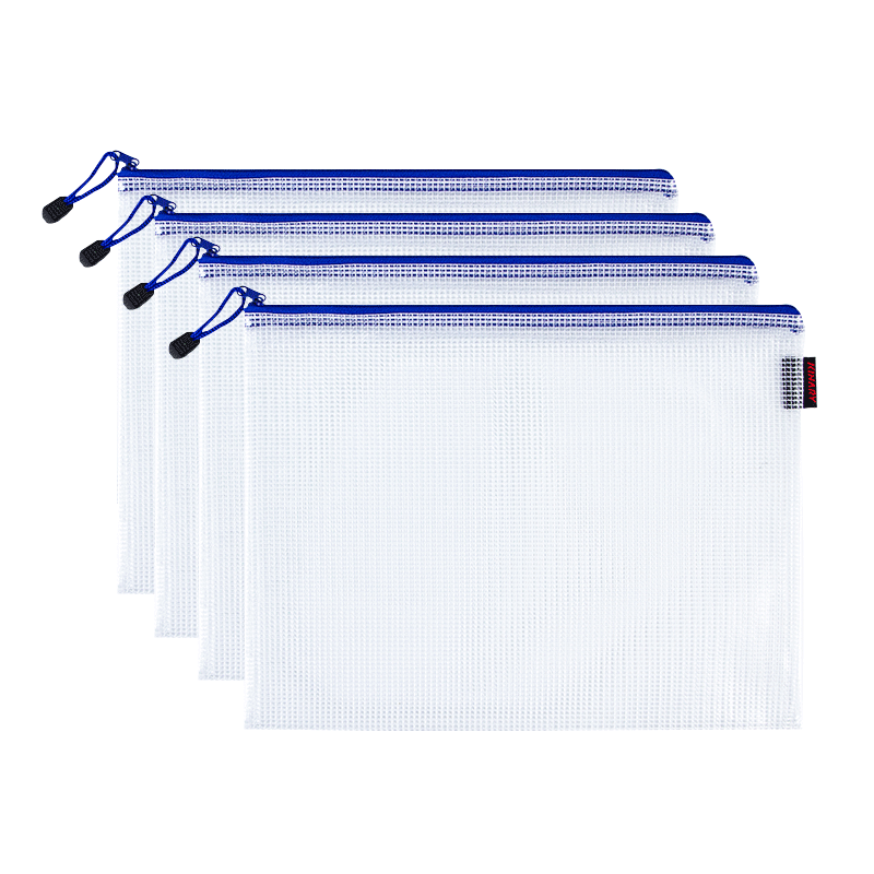 Jindeli 4 A5 Thick Mesh Zipper Document Bags, File Folders, Financial Voucher Bags, Office Organizer Bags, Waterproof Student Stationery Pouches FB8804
