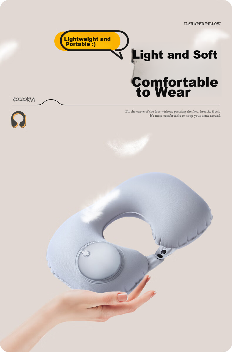 40,000 KM Inflatable U-Shaped Travel Neck Pillow Portable Airplane Cervical Support Pillow U-Shape Neck Pillow for Train and Long-Distance Car Sleep Aid 9