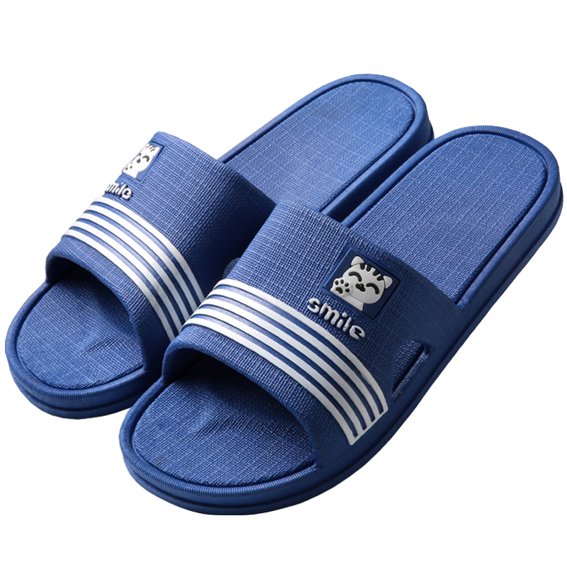 LETUO Men's Slippers, Spring And Summer 2026, Bathroom Non-Slip Drainage Soft-Soled Couple Home Sandals, Dark Blue Size 44-45