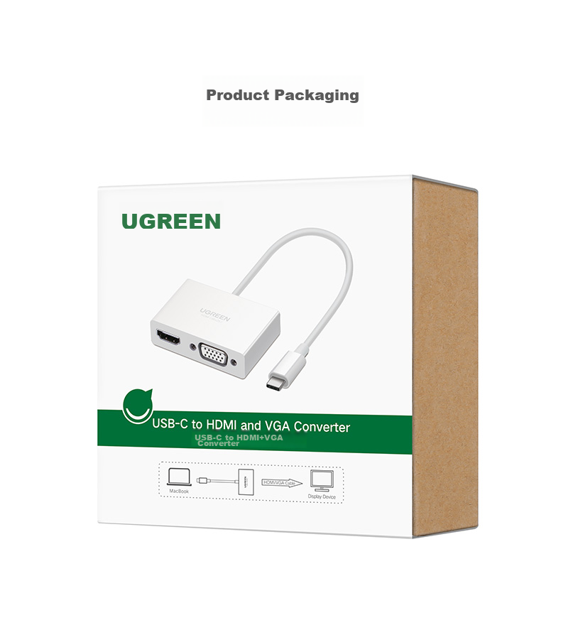 UGREEN Type-C Expansion Dock Dual-Screen Display USB-C to HDMI/VGA Adapter Converter High-Definition 4K Screen Mirroring Device Compatible with Apple 16/17 Mac Laptops And IPad 15