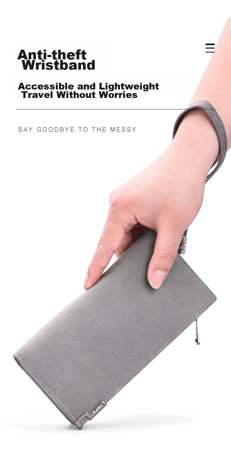 PLAYBOY Men's Large Capacity Wallet, Long Casual Portable Multifunctional Clutch, Multi-Card Holder, Birthday Gift 4