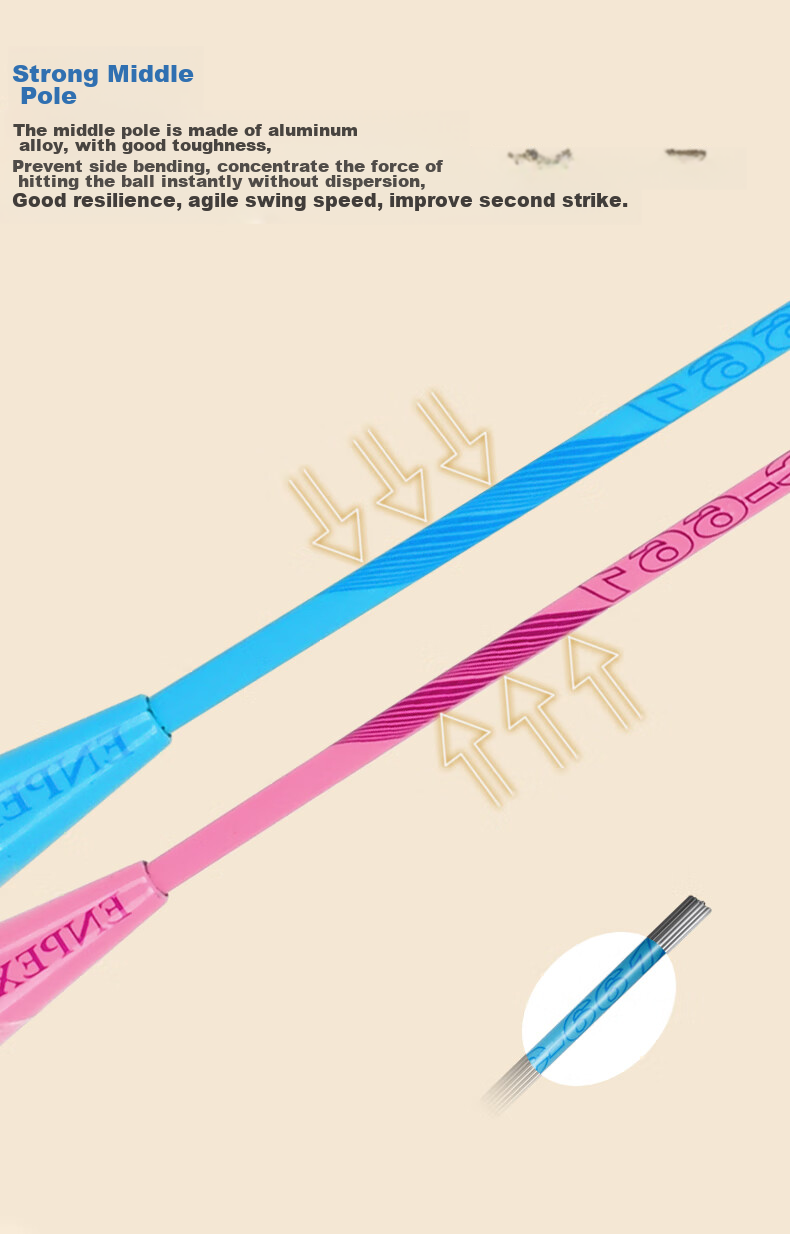 ENPEX Badminton Racket Set, Durable And Ultra-Light, for Adults And Students, Double Rackets YYC-661 with 101-3 Shuttlecocks Included 7