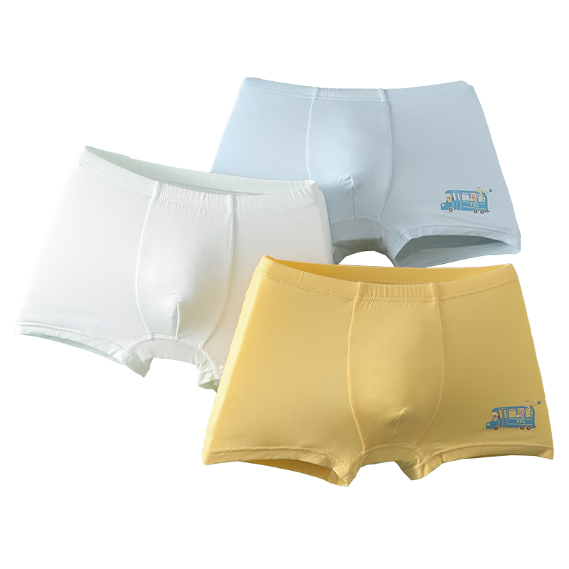 Hodo Children's Underwear, Boys And Girls, Big Kids Modal Boxer Briefs, Class A Antibacterial Pants, 3 Pairs 4027 Combination 1, 120