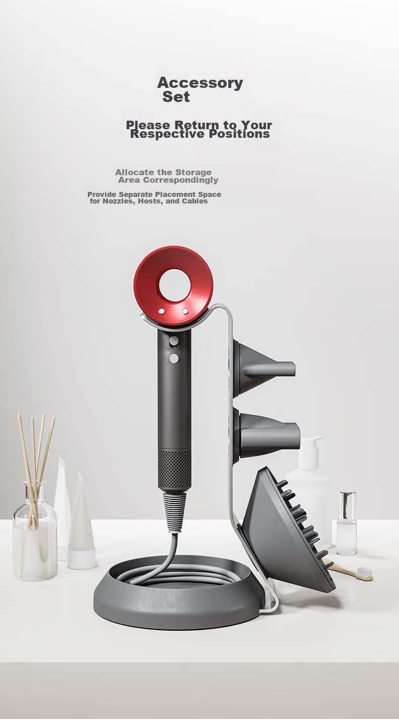 Brateck Hair Dryer Holder, Electric Fan Stand, Storage Rack without Drilling, Compatible with Dyson Hair Dryers HD08 And N500 Hangers 4