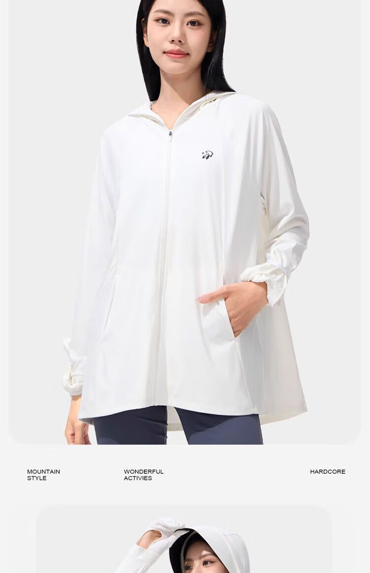 CAMEL Cool-Feeling Breathable Sun Protection Clothing for Women, Comfortable UV-Resistant Skin Coat [Panda Collaboration] A24BZ00175 L 20