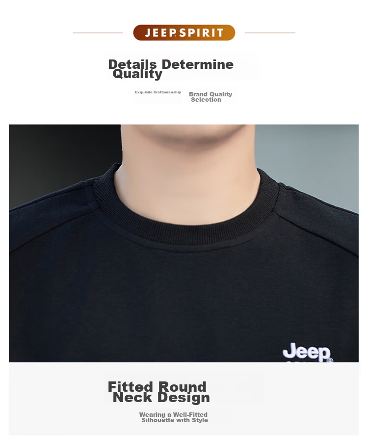 JEEP SPIRIT Men's Sweatshirt, Autumn And Winter Menswear, Long-Sleeve T-Shirt, Loose-Fitting Korean-Style Trendy Top Jacket, Army Green, 2XL 7