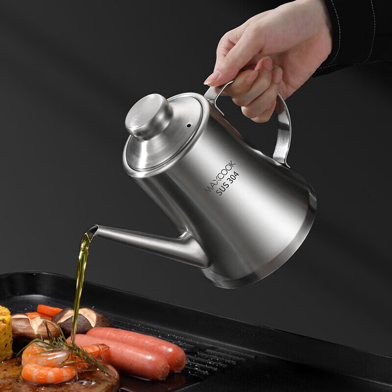 MAXCOOK Диспенсер для масла, бутылка для масла из нержавеющей стали 304, контейнер для приправ большой емкости 500 мл с фильтром MCPJ8663