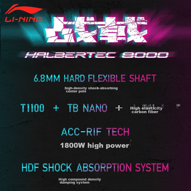 Li-Ning Badminton Racket, Full Carbon Professional Competition Racket, Speed And Attack Single Racket, Zhanji 8000 (4U)