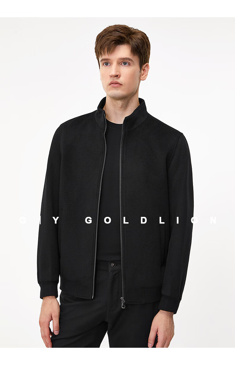 Goldlion [Warm Merino Wool] Stand-Collar Jacket, 2026 Autumn Men's High-End Lightweight Coat, Black, Size M 11