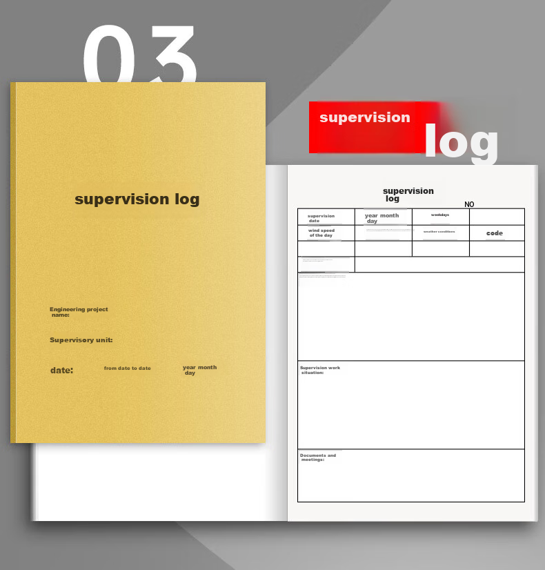 DiLe Premium Series, 16K Customized Safety Log Notebook for Construction Supervision And Safety Recording, Single Book with 38 Pages, 4341 Safety Log 7