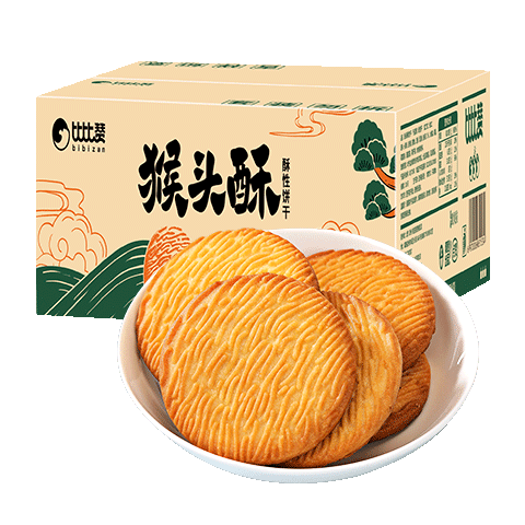 比比赞（BIBIZAN）猴头酥饼干1000g整箱早餐休闲零食品代餐饱腹酥散装小吃