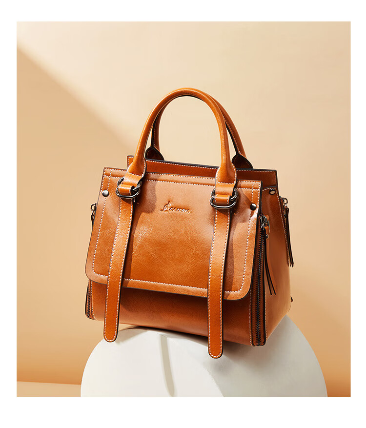 意大利袋鼠lalpina女包油蜡牛皮单肩包女手提包女复古百搭包包斜挎包