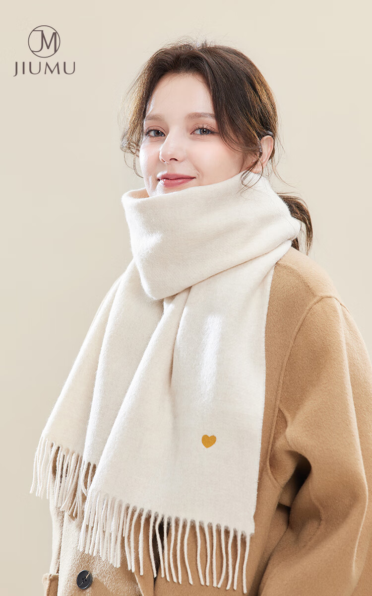 JIUMU Pure Wool Scarf for Women, Autumn And Winter Neck Warmer, Ladies' Warm Shawl, Gift for Women on Mid-Autumn Festival Or Birthday, Gift Box Packaging 1