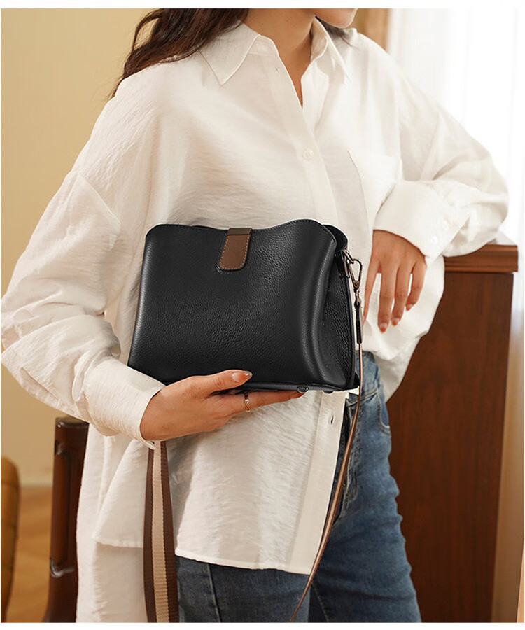 Laorentou Top-Grain Leather Women's Handbag, Large Capacity Mom Bag, Shoulder Crossbody Bag, Girlfriend Valentine's Day Gift for Wome 5